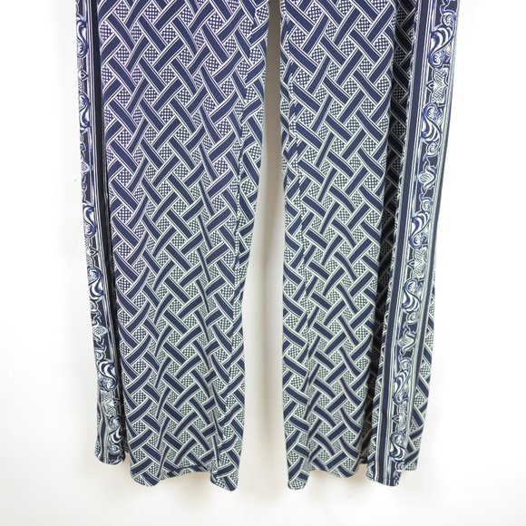 WHITE HOUSE BLACK MARKET Women's L Blue & white pull on stretch pants elastic - Picture 3 of 10